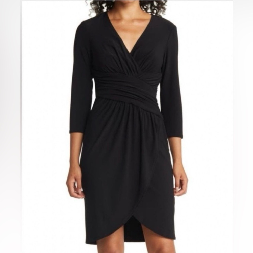 NWOT Eliza J Elegant Black Faux Wrap Dress 10
